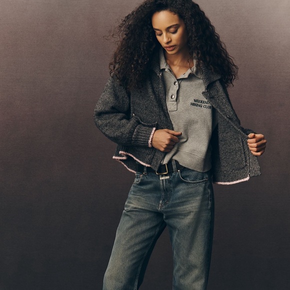 Pilcro Anthropologie Jesse Icon Cardigan Sweater- Grey French Bulldog - Picture 3 of 7